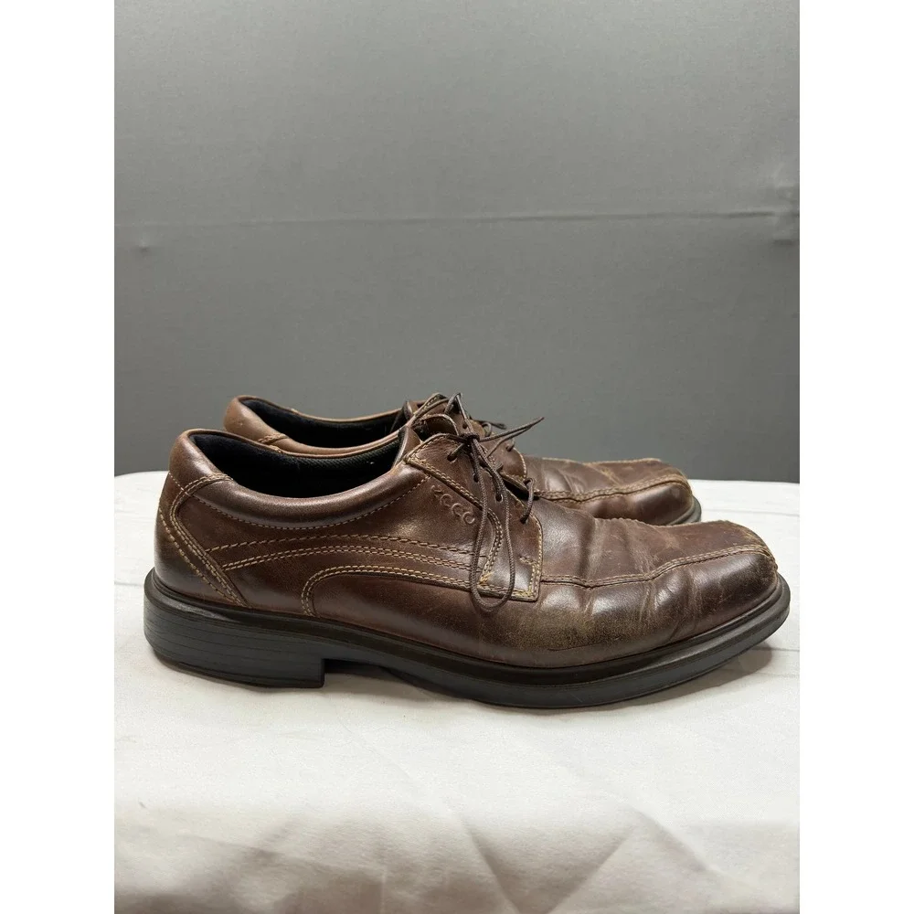 Ecco‎ Derby Shoes Mens Brown Leather Lace Up Square Toe Oxfords Size 44